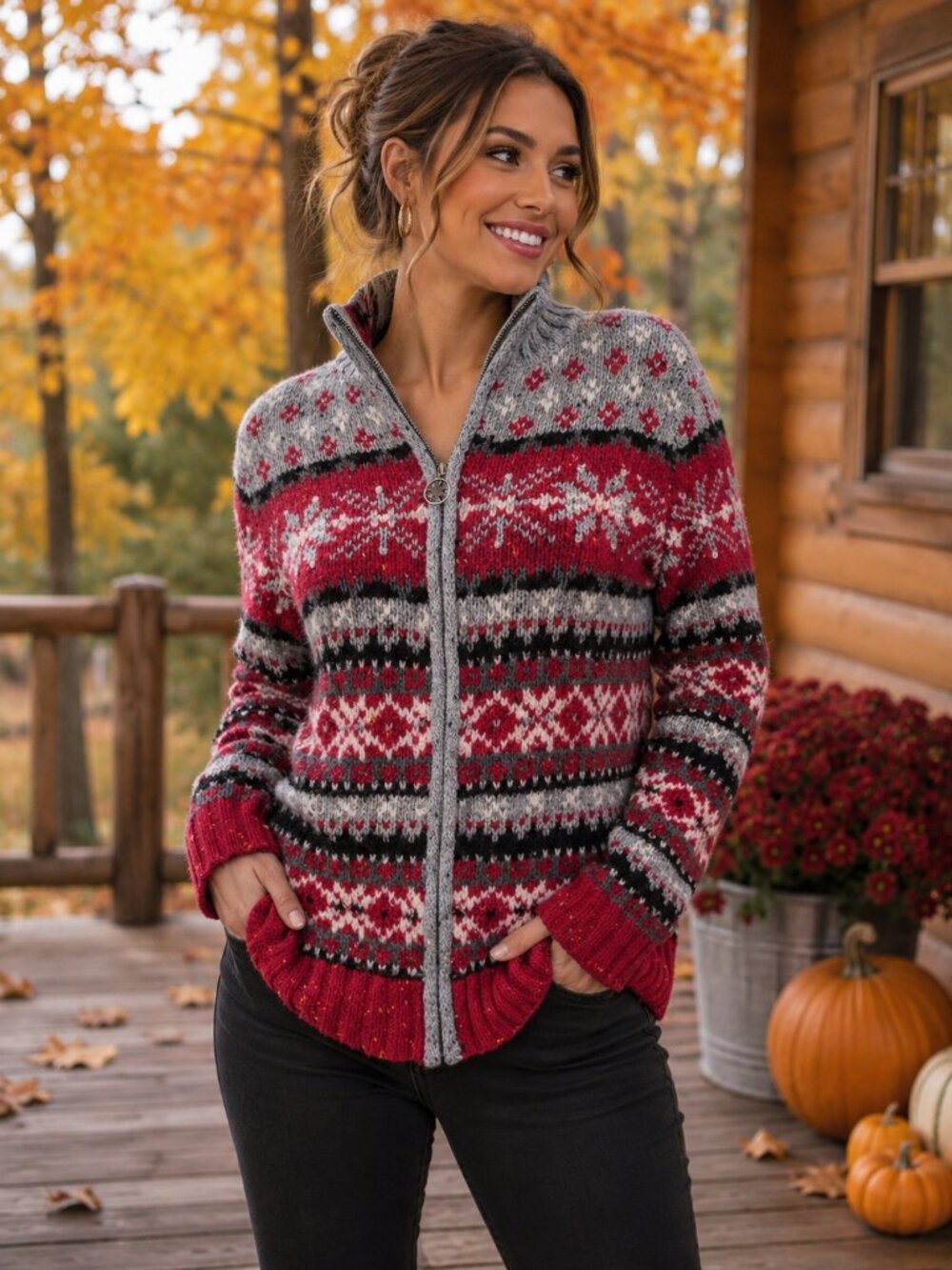 Cleo Fair Isle Zip up sweater